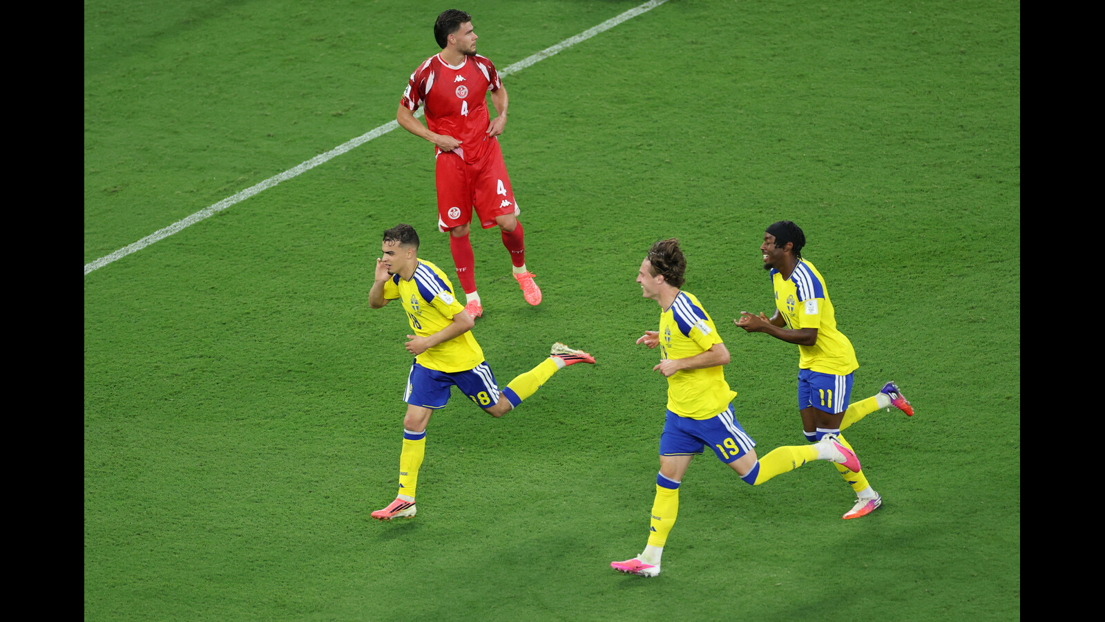Sweden gets 2 goals from Yasin Ayari and pounds Tunisia 5-1