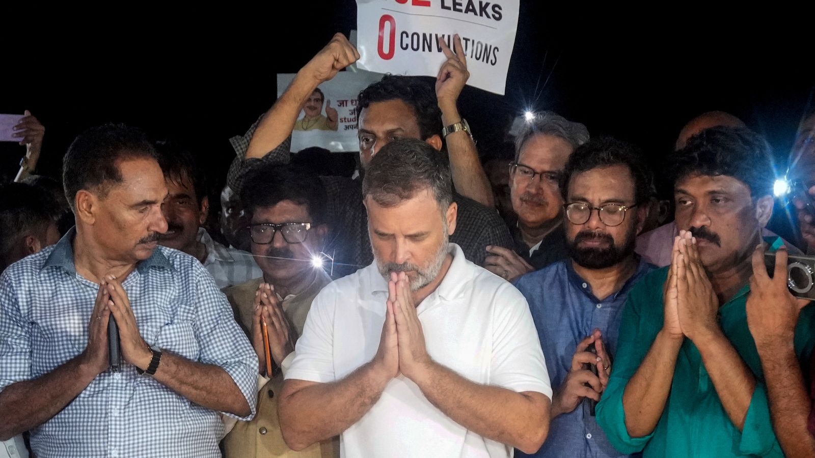 INDIA bloc MPs march to Gandhi Smriti in solidarity with protesting students