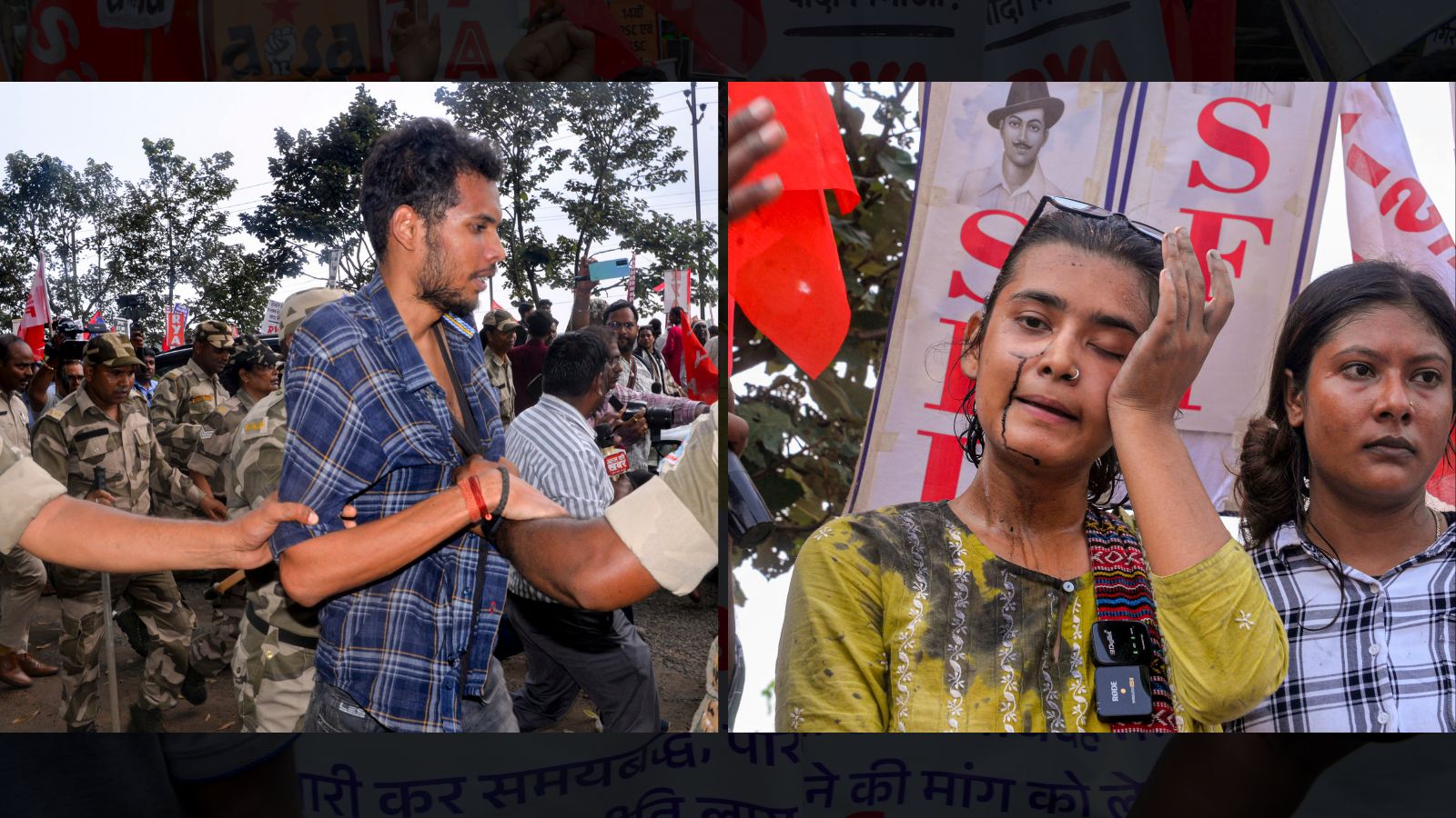 Man detained after throwing ink at AISA chief Neha Bora during Jharkhand job exam protest