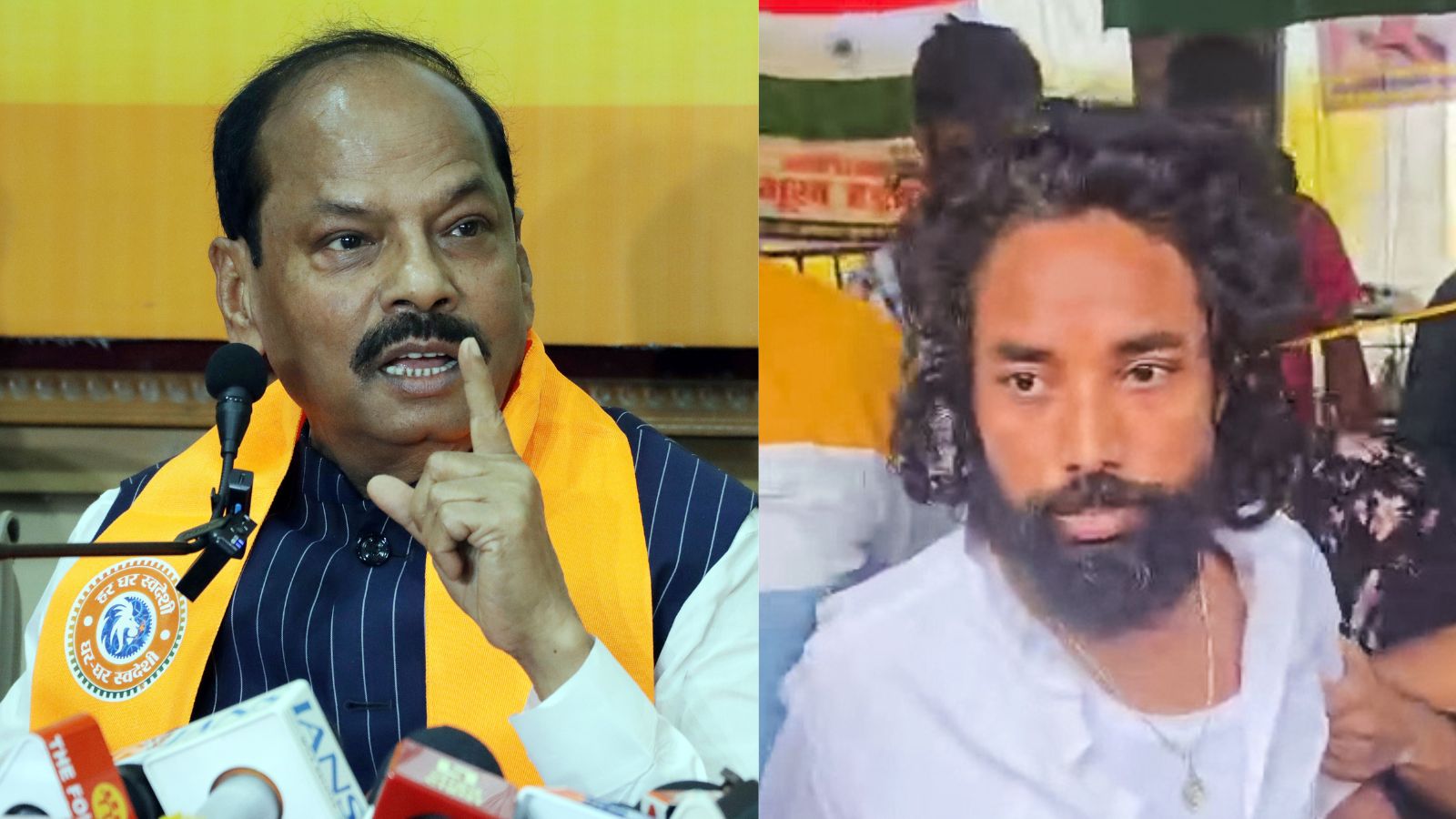 Ex-Jharkhand CM Raghubar Das meets student leader Devendra Nath Mahto at Ranchi hospital