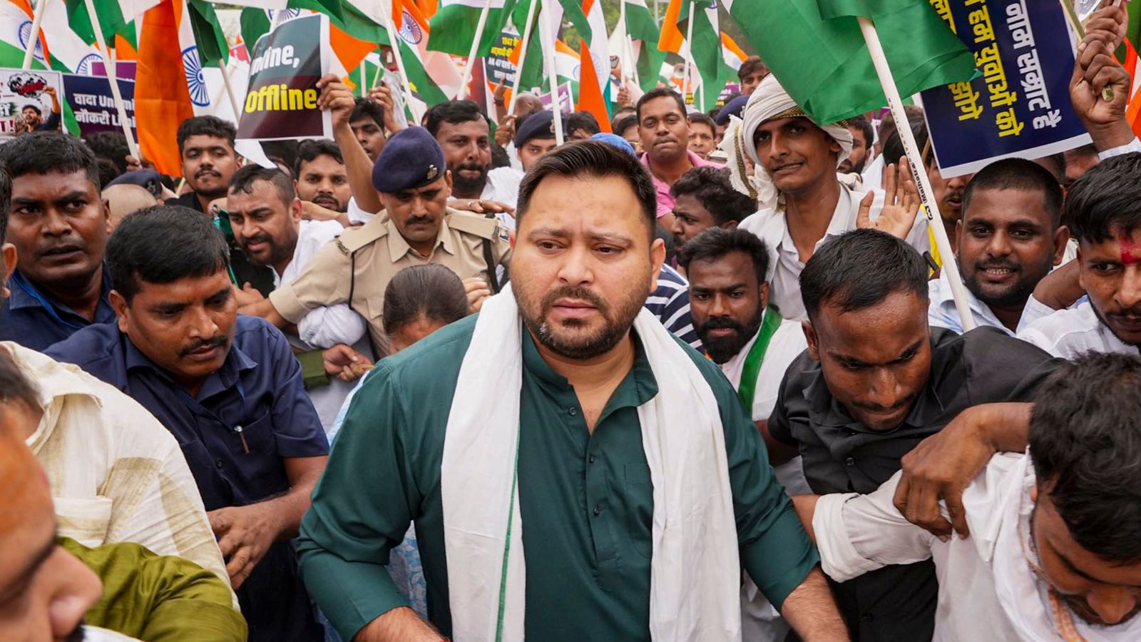 Tejashwi Yadav detained during Patna march over NEET protest police action
