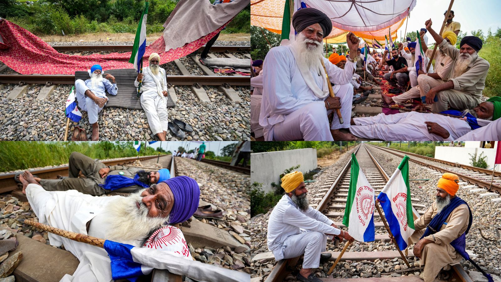 Visuals from the farmers protest in Punjab railway tracks. Photo: Shiva Sharma/PTI.