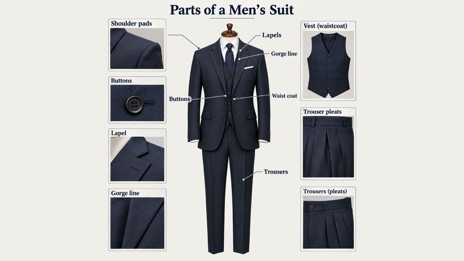 Parts of a suit. AI generated image.