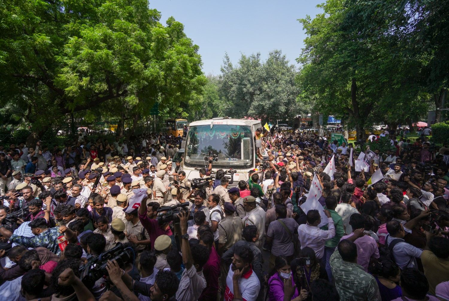 Police detain protesters at Jantar Mantar. File photo: PTI