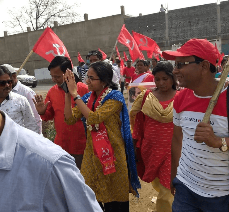 Aishe Ghosh during her assembly election campaign in 2021.