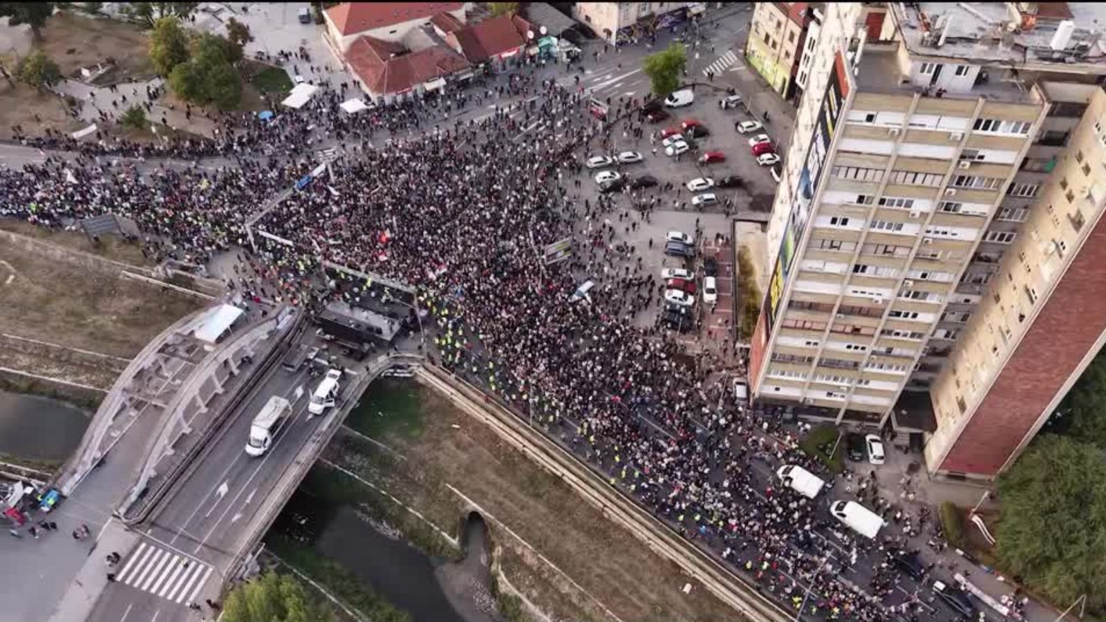 Wave of student protesters on the streets in Serbia. Photo: Screengrab via Reuters