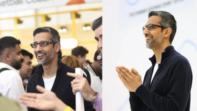 Pro-Palestinian protesters walk out as Sundar Pichai speaks at Stanford