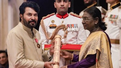 Actor Mammootty, cricketer Rohit Sharma, 63 others receive Padma awards