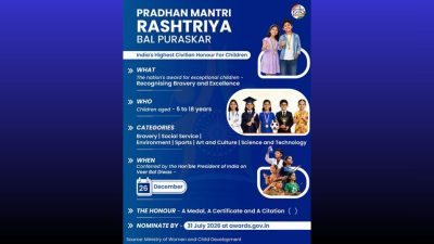 Govt invites nominations for PM Rashtriya Bal Puraskar 2026; last date July 31