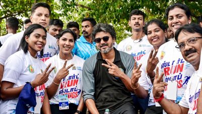 TN CM Vijay flags off anti-drug marathon, runs 6 km to spread awareness