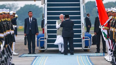 Three-nation tour: Prime Minister Narendra Modi arrives in Indonesia