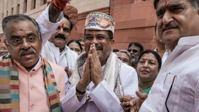 'Celebration of children's ruined futures': Congress calls out BJP MPs welcoming Pradhan in Parliament complex