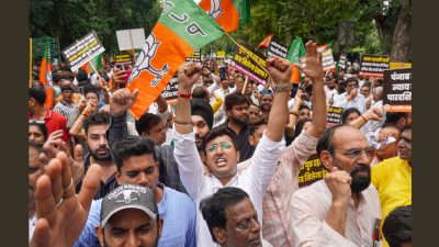 Punjab paper leak: Delhi BJP protests against AAP, demands education minister's resignation