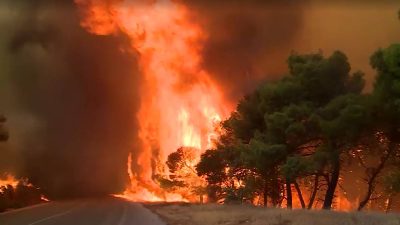 Wildfire crisis eases in western Europe but worsens in Greece as winds drive new blazes