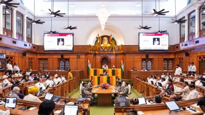 Six AAP MLAs marshalled out from Delhi Assembly over 'objectionable' T-shirts
