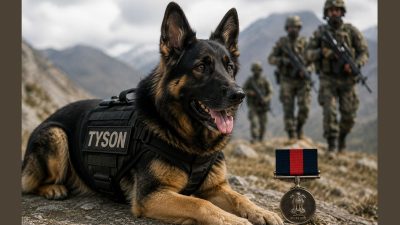 Army assult dog Tyson mentioned-in-Despaches honour