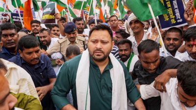 Tejashwi Yadav detained during Patna march over NEET protest police action
