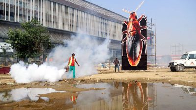 AAP files complaint against burning of 30-foot cockroach effigy in Delhi
